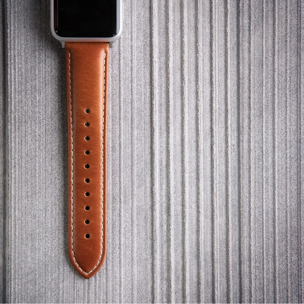 Classic Black Leather watchbands with Silver Buckle